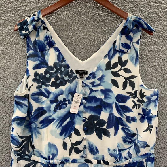 Talbots Blue Floral Pleated Sleeveless Dress - Picture 6 of 8